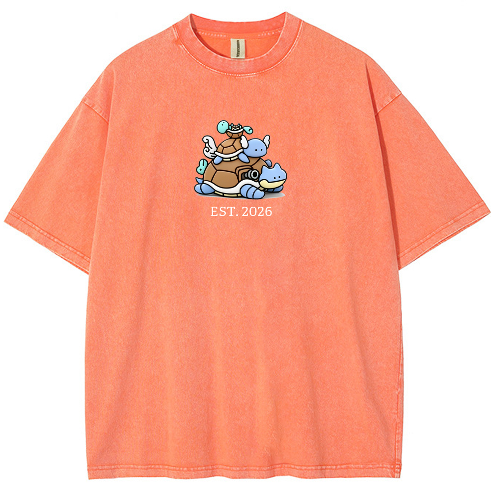 Cute Parent & Kid Squirtle Vintage Washed T-Shirt