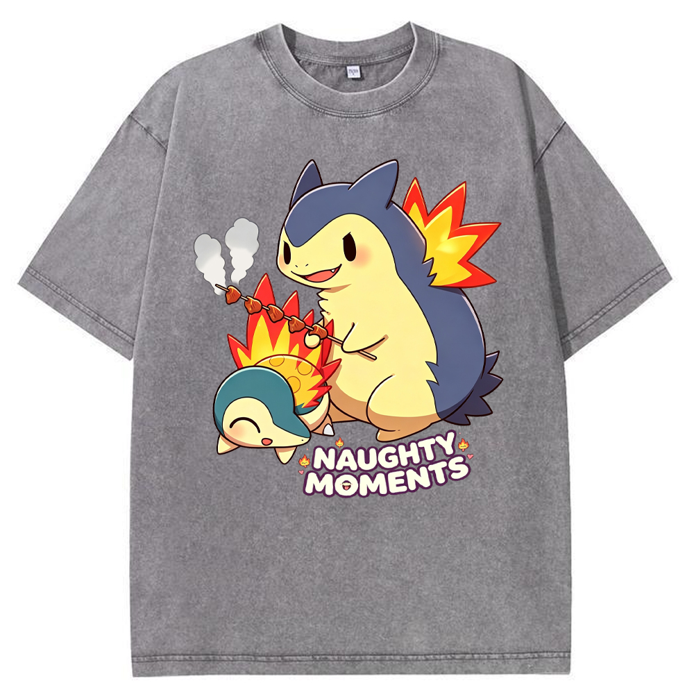 Parent & Kid Cyndaquil Family Grilling Skewers Vintage Washed T-Shirt