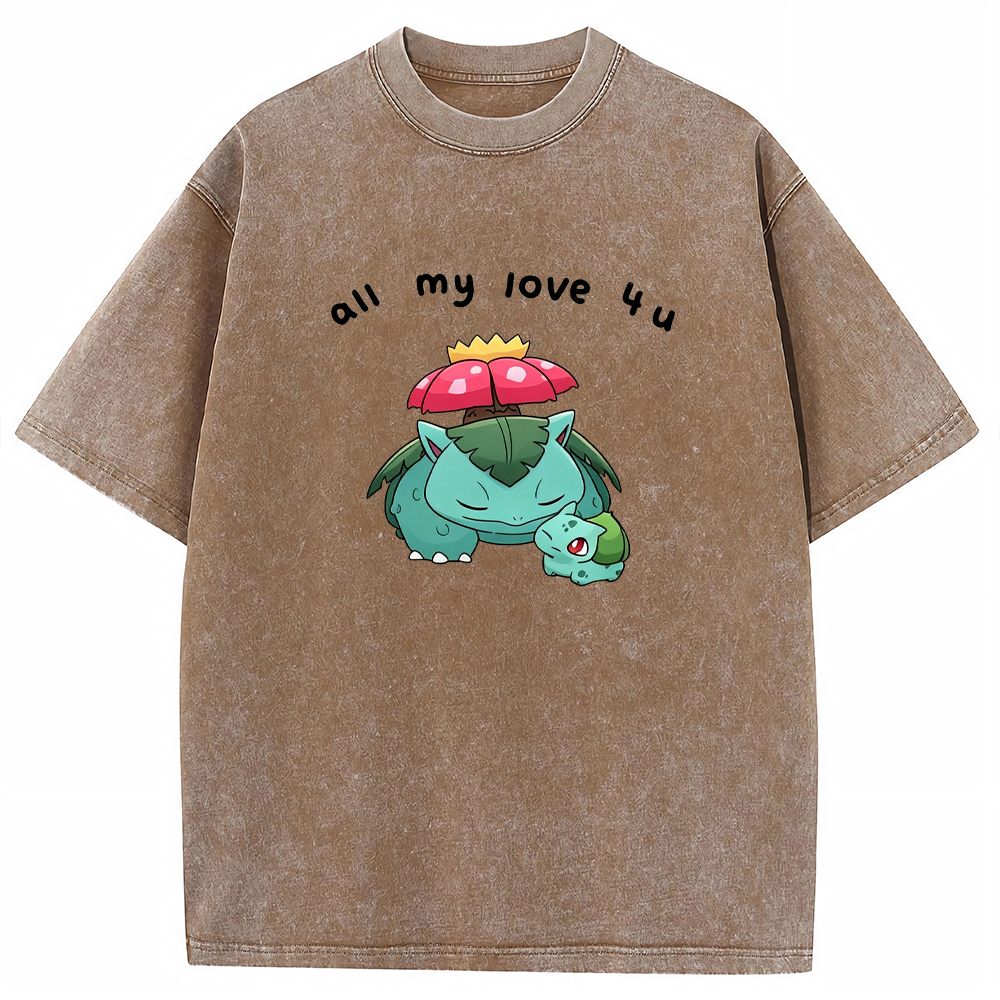 Parent & Kid All My Love 4 u Quote Custom Name EST. Year Vintage Washed T-Shirt | Pokemon Anime