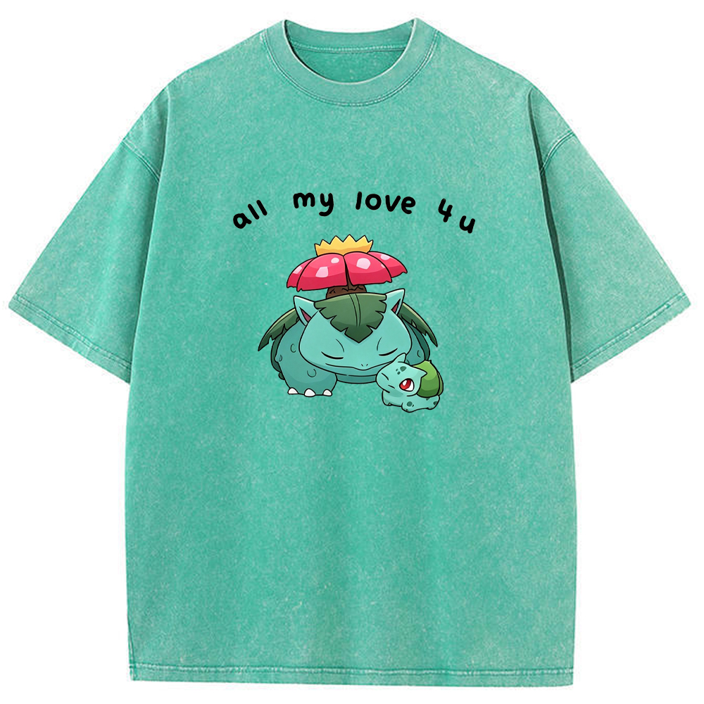 Parent & Kid All My Love 4 u Quote Custom Name EST. Year Vintage Washed T-Shirt | Pokemon Anime