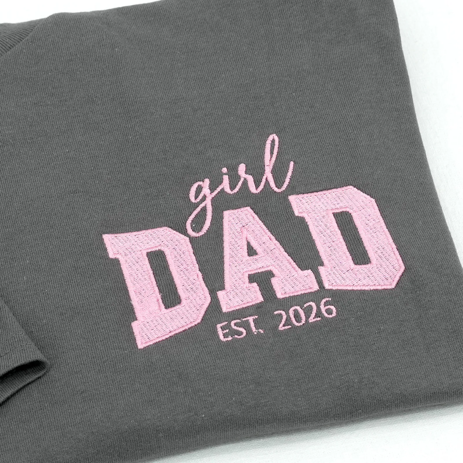 Custom Girl Dad Embroidered Shirt With Baby Name, Pregnancy Announcement Gift