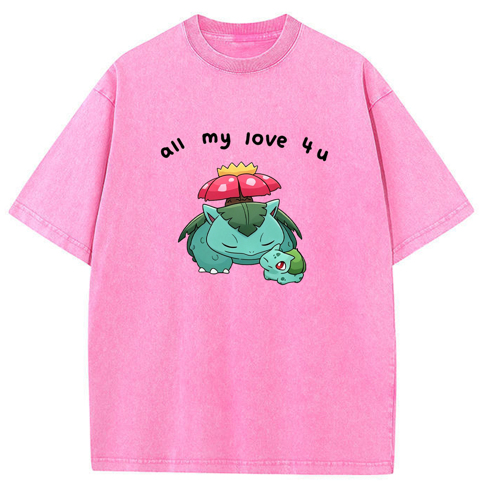 Parent & Kid All My Love 4 u Quote Custom Name EST. Year Vintage Washed T-Shirt | Pokemon Anime