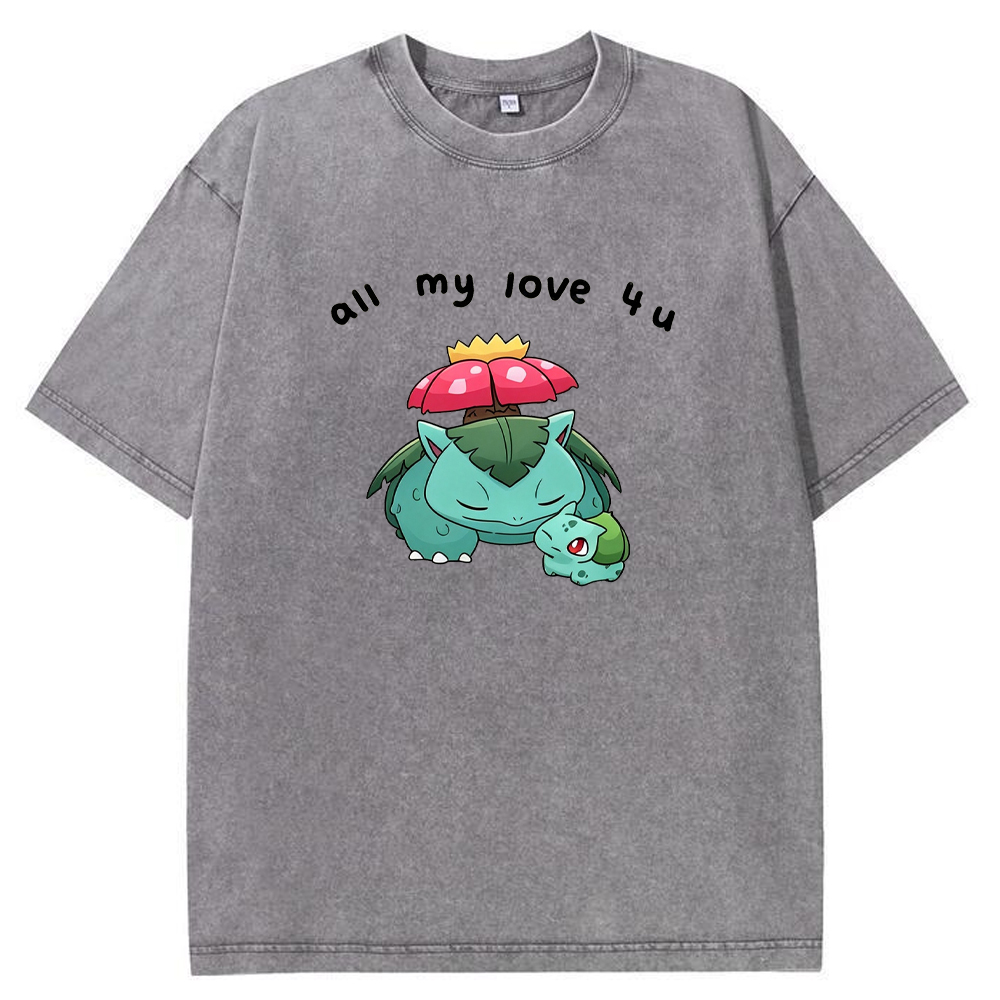Parent & Kid All My Love 4 u Quote Custom Name EST. Year Vintage Washed T-Shirt | Pokemon Anime