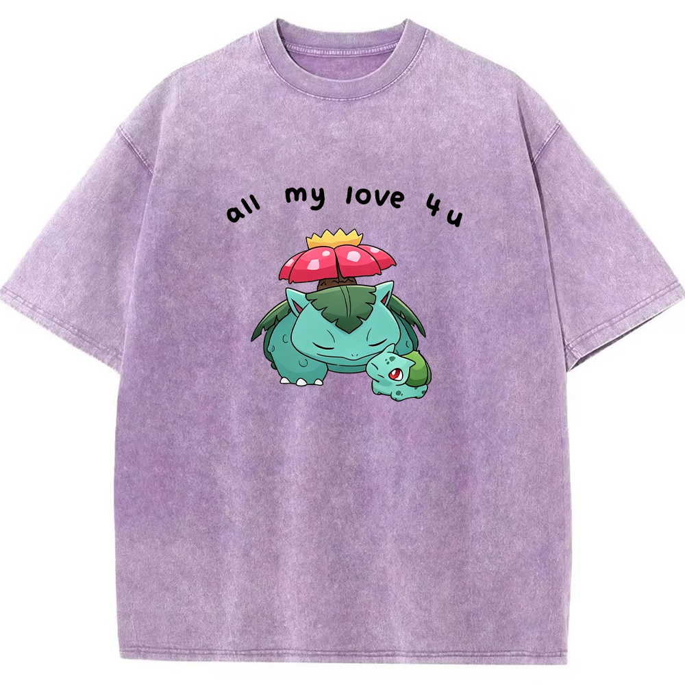 Parent & Kid All My Love 4 u Quote Custom Name EST. Year Vintage Washed T-Shirt | Pokemon Anime