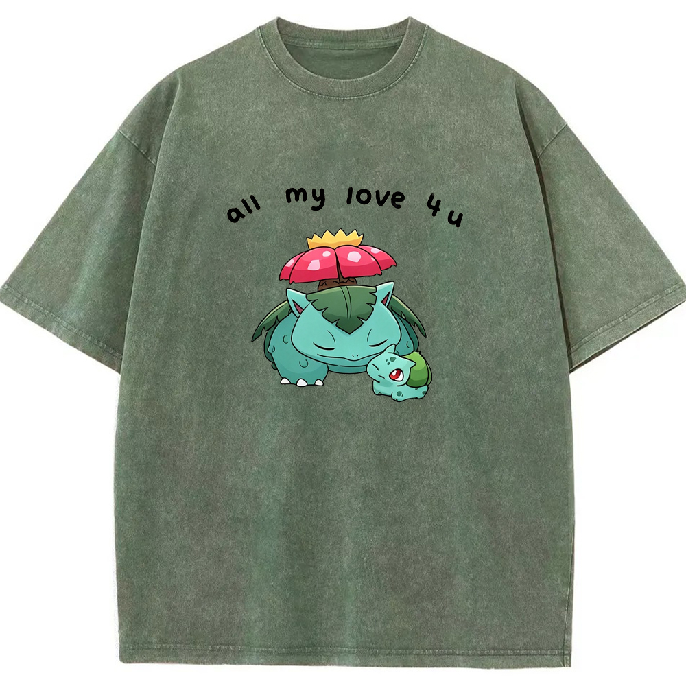 Parent & Kid All My Love 4 u Quote Custom Name EST. Year Vintage Washed T-Shirt | Pokemon Anime