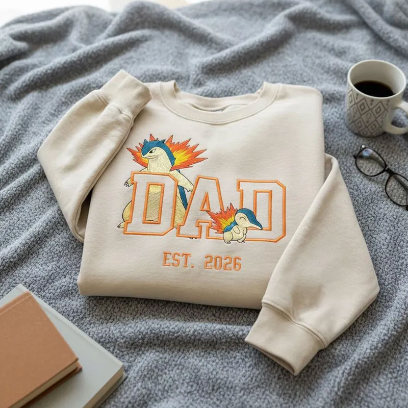 Custom Embroidered Anime Sweatshirt, Personalized PokaDad Character Hoodie