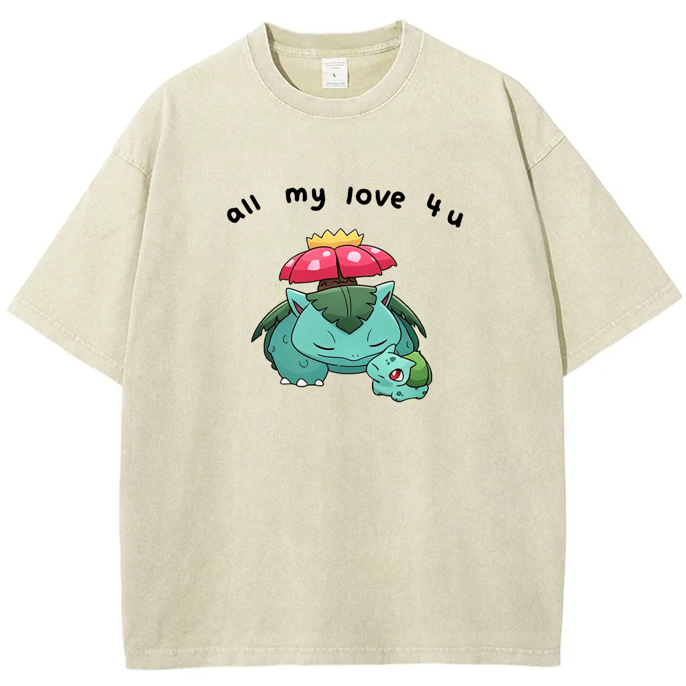 Parent & Kid All My Love 4 u Quote Custom Name EST. Year Vintage Washed T-Shirt | Pokemon Anime