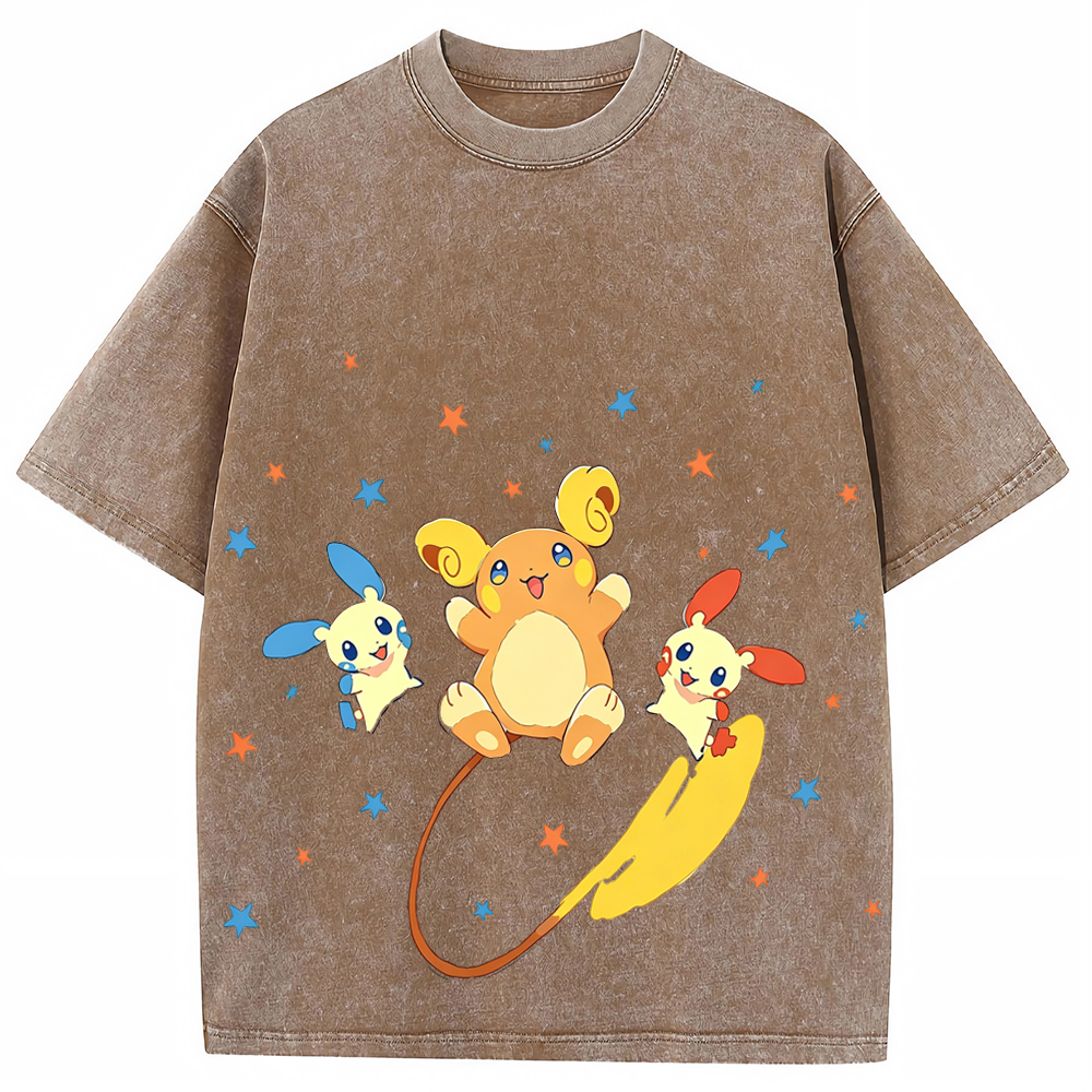 Plusle Minun Raichu Squad Cartoon Tee | Pokemon Anime