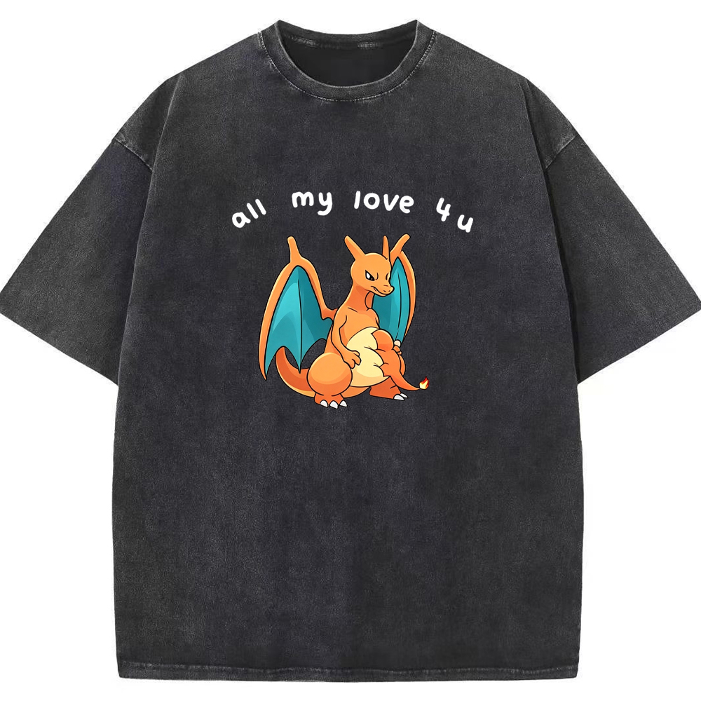 Parent & Kid All My Love 4 u Quote Custom Name EST. Year Vintage Washed T-Shirt | Pokemon Anime