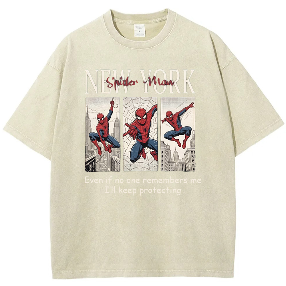 Vintage Washed New York Spider-Man Comic Quote Graphic Tee