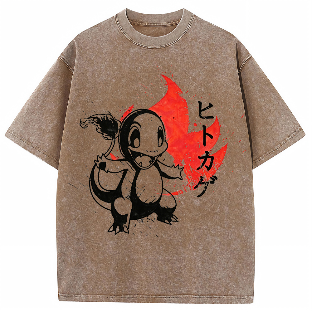 Ink Splash Charmander Retro Brush Tee | Pokemon Anime