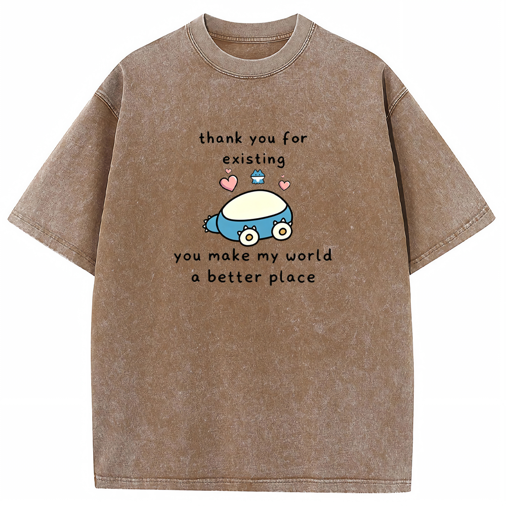 Thank You For Existing Love Quote Vintage Washed T-Shirt | Pokemon Anime