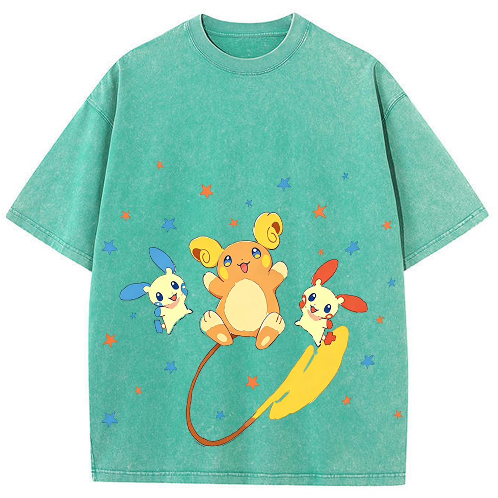 Plusle Minun Raichu Squad Cartoon Tee | Pokemon Anime