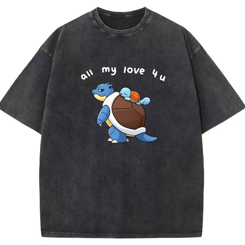 Parent & Kid All My Love 4 u Quote Custom Name EST. Year Vintage Washed T-Shirt | Pokemon Anime