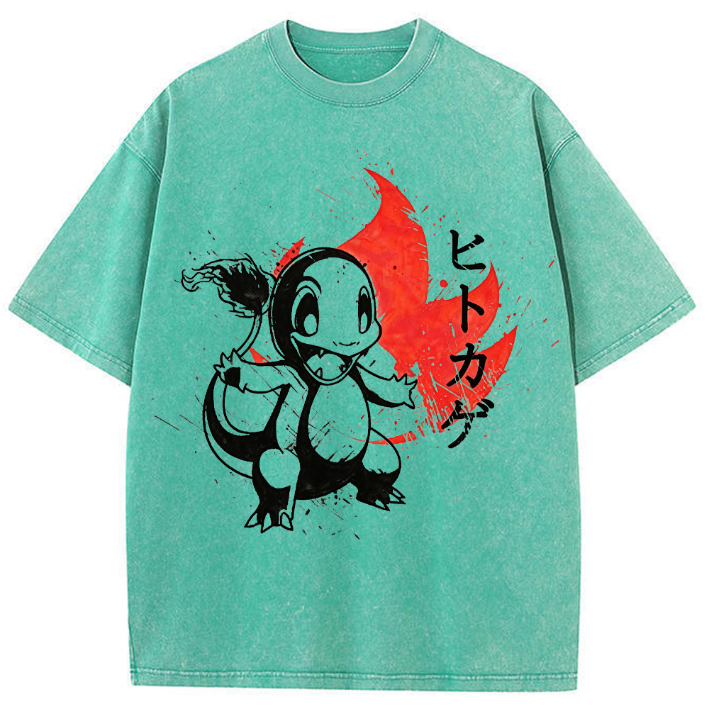 Ink Splash Charmander Retro Brush Tee | Pokemon Anime