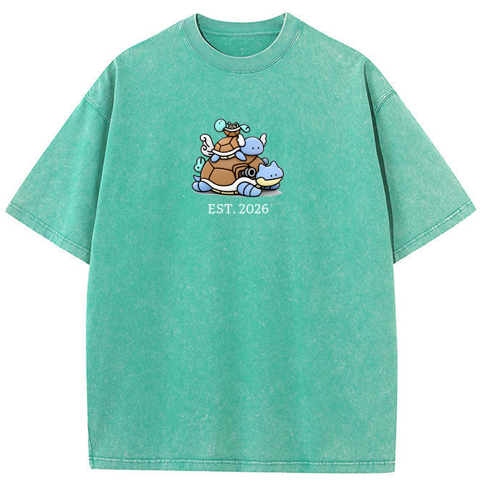 Cute Parent & Kid Squirtle Vintage Washed T-Shirt
