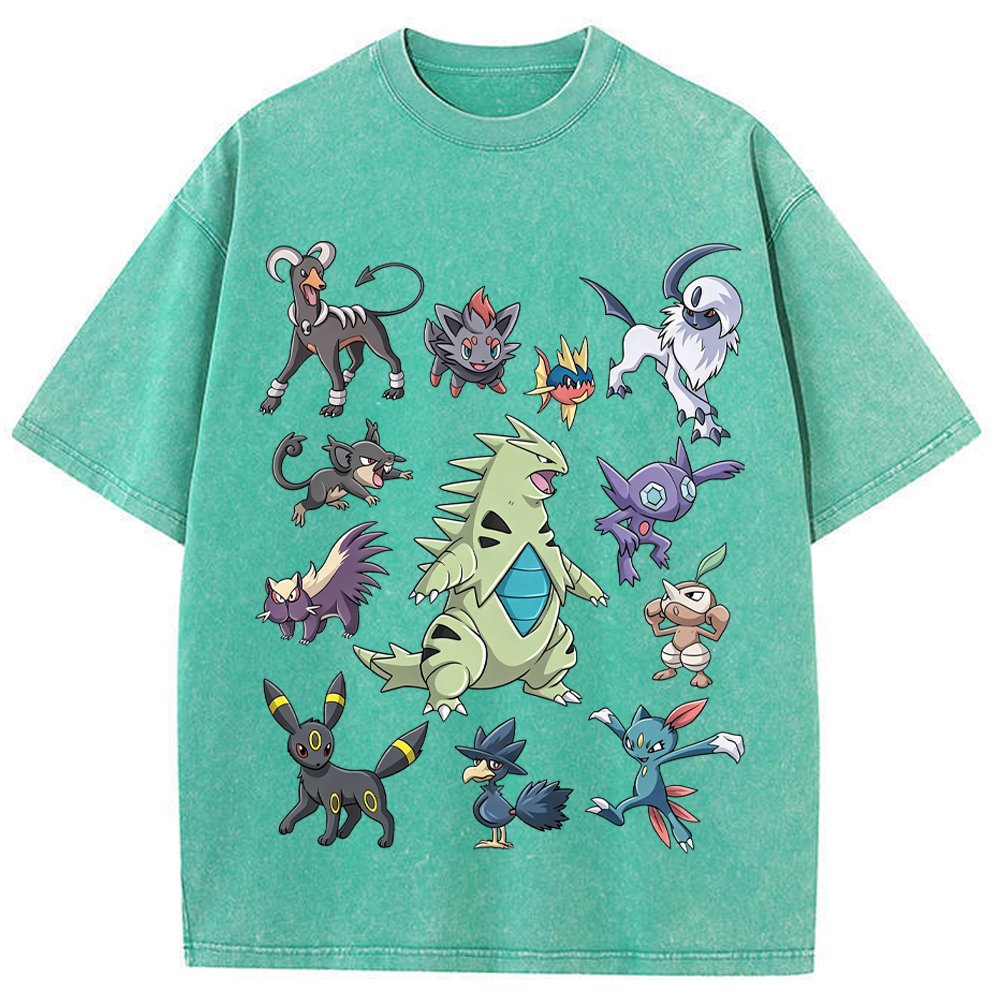 Dark Type Shadow Pokemon Collage Vintage Washed T-Shirt | Pokemon Anime