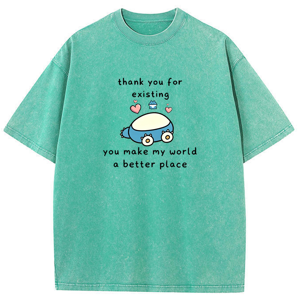 Thank You For Existing Love Quote Vintage Washed T-Shirt | Pokemon Anime