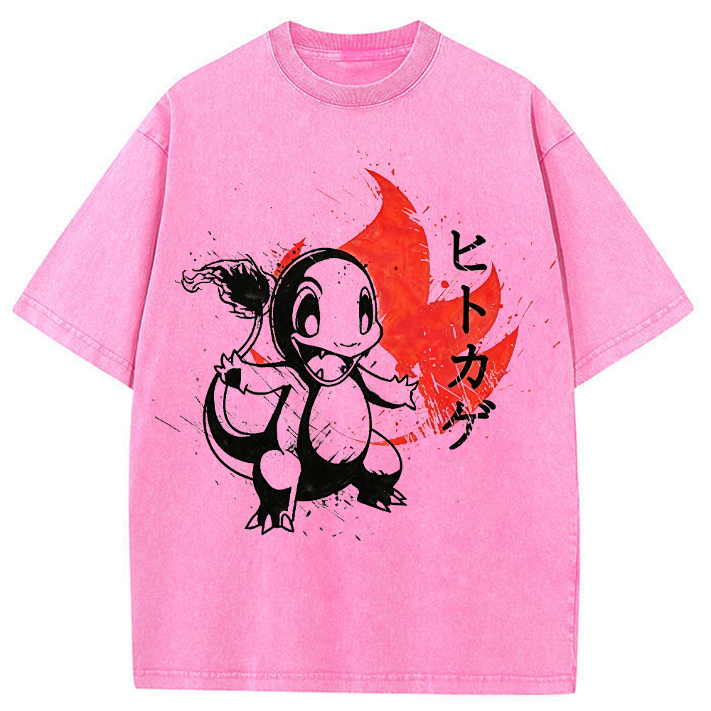Ink Splash Charmander Retro Brush Tee | Pokemon Anime