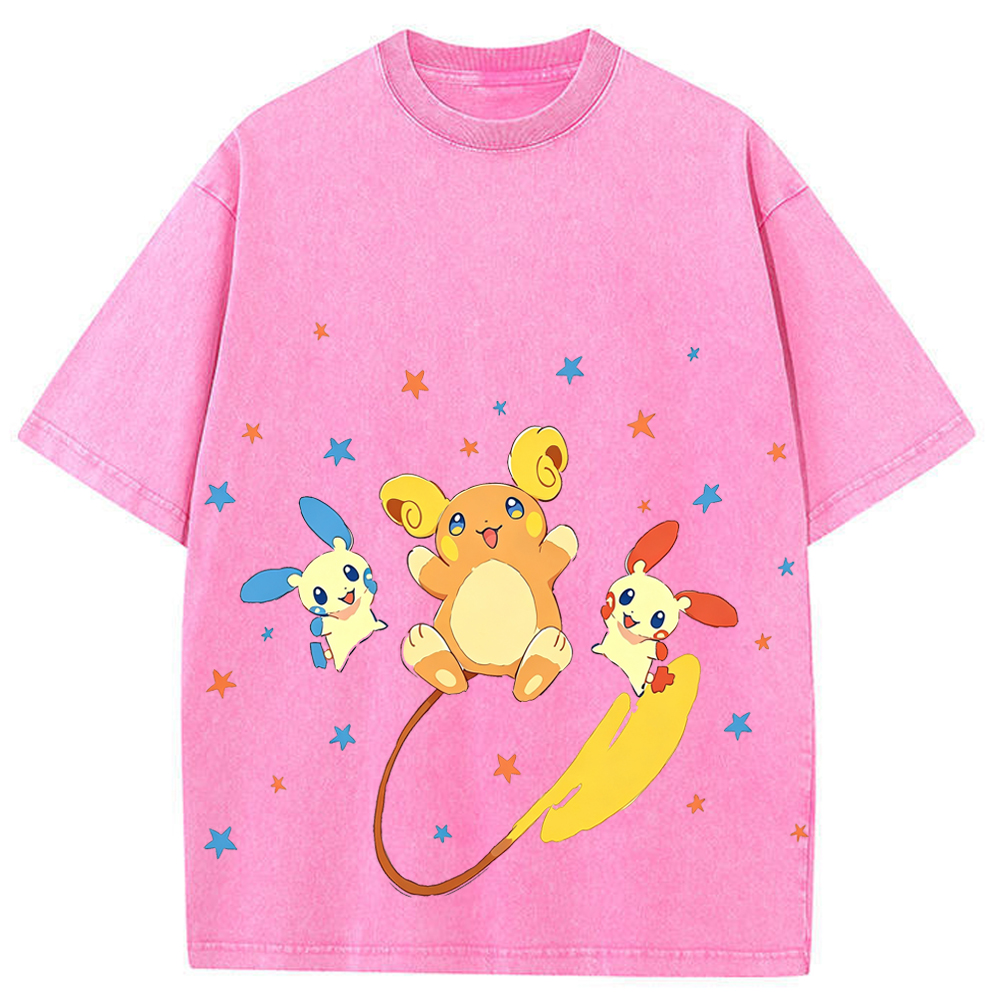 Plusle Minun Raichu Squad Cartoon Tee | Pokemon Anime
