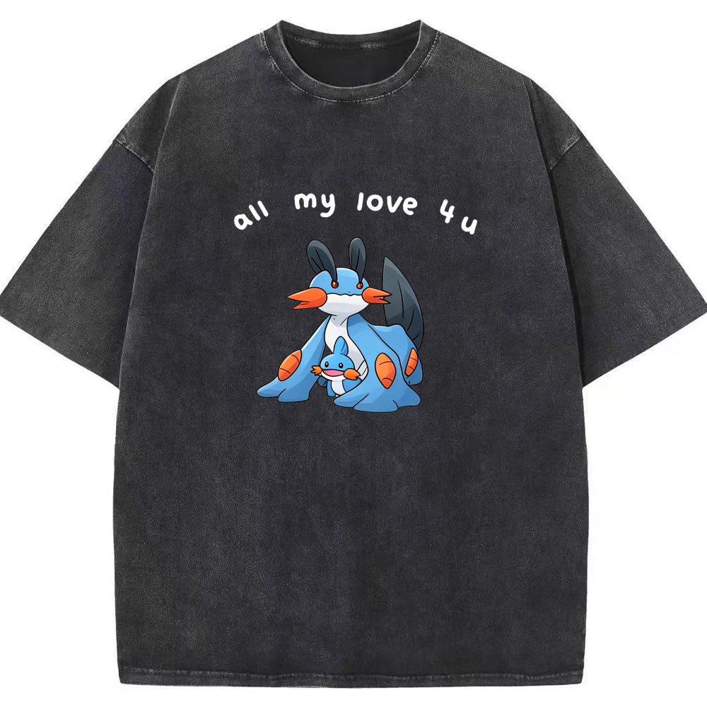 Parent & Kid All My Love 4 u Quote Custom Name EST. Year Vintage Washed T-Shirt | Pokemon Anime