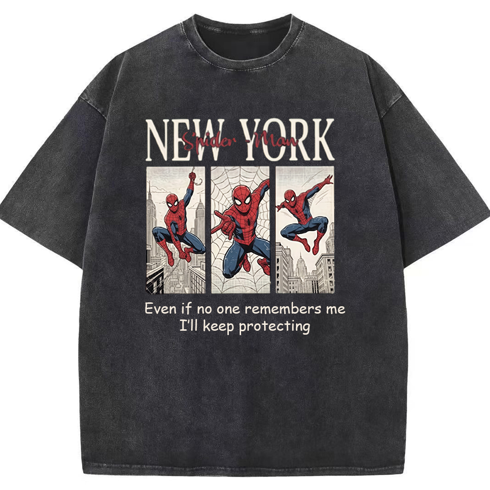 Vintage Washed New York Spider-Man Comic Quote Graphic Tee