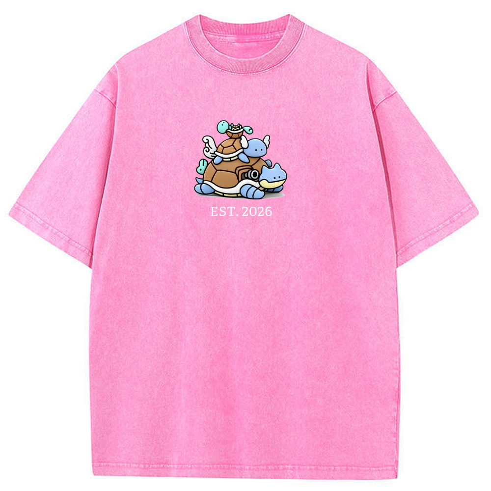 Cute Parent & Kid Squirtle Vintage Washed T-Shirt