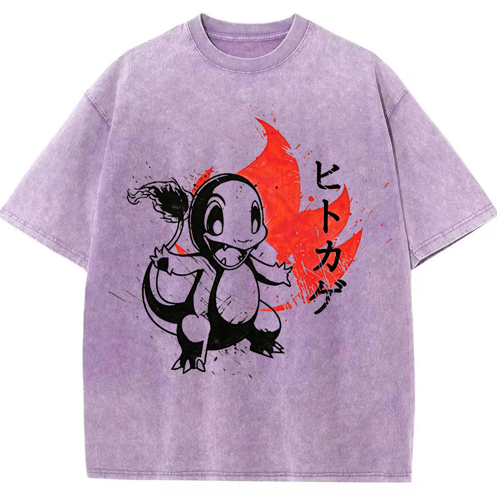 Ink Splash Charmander Retro Brush Tee | Pokemon Anime