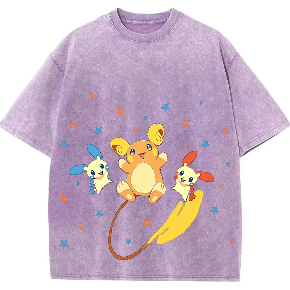 Plusle Minun Raichu Squad Cartoon Tee | Pokemon Anime
