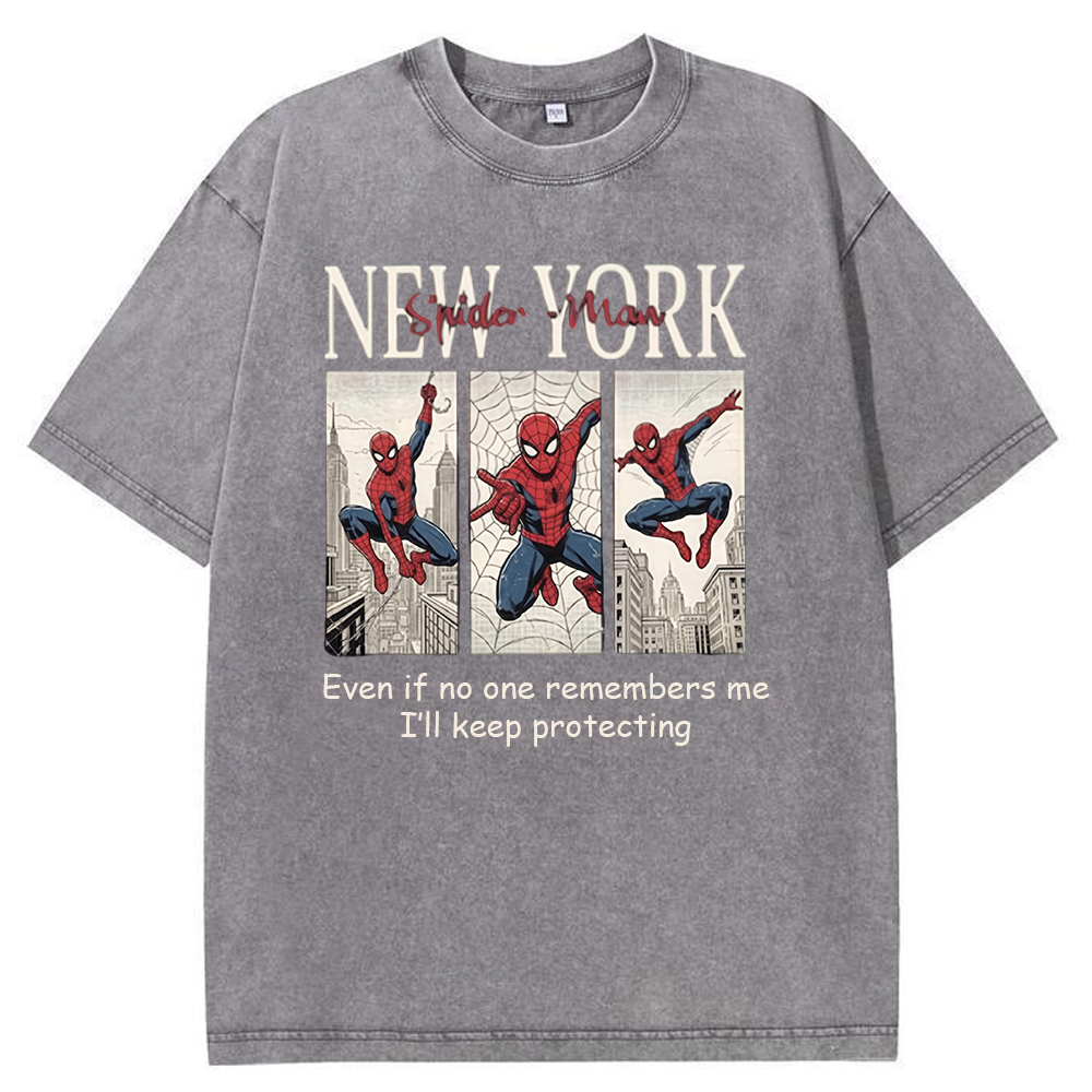 Vintage Washed New York Spider-Man Comic Quote Graphic Tee