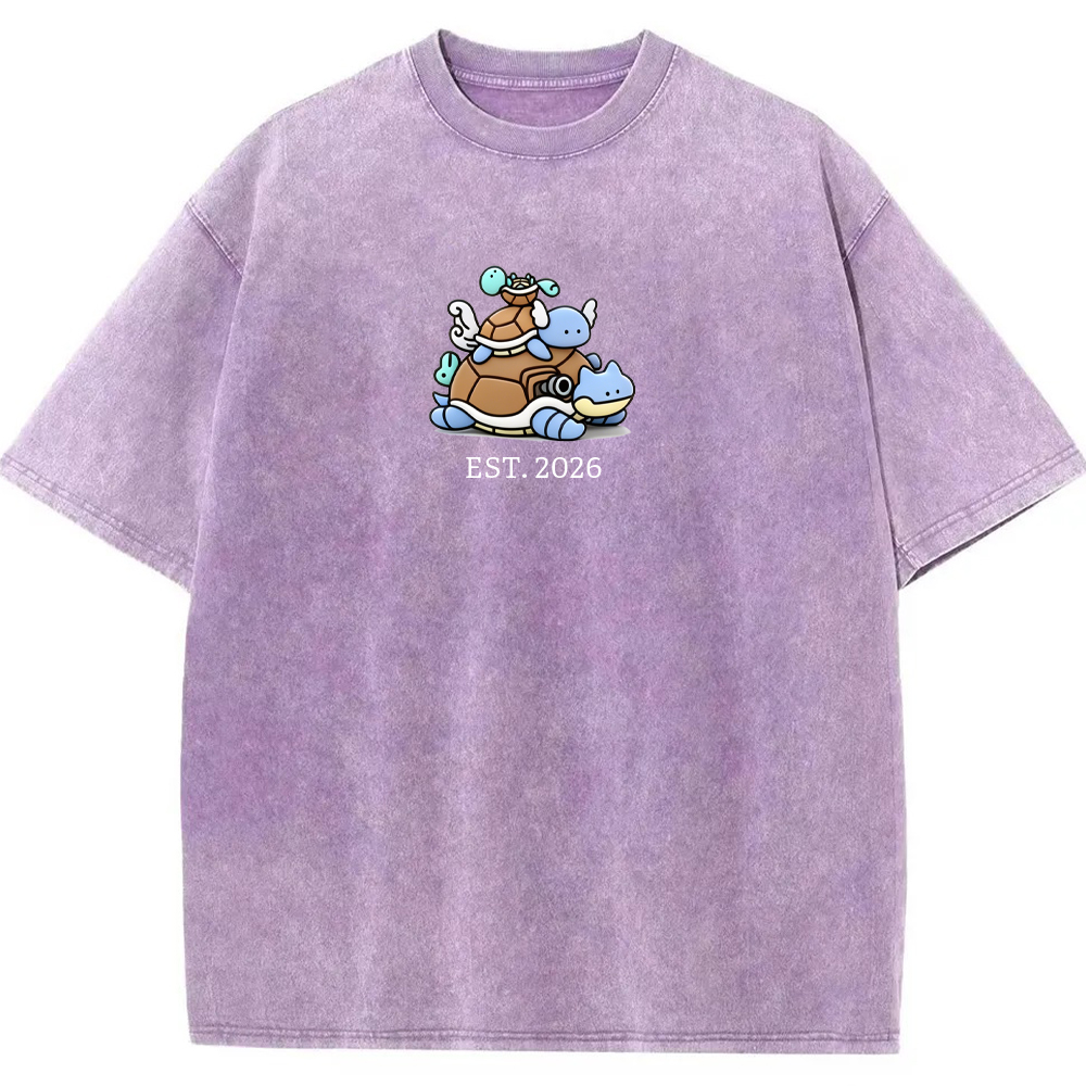 Cute Parent & Kid Squirtle Vintage Washed T-Shirt