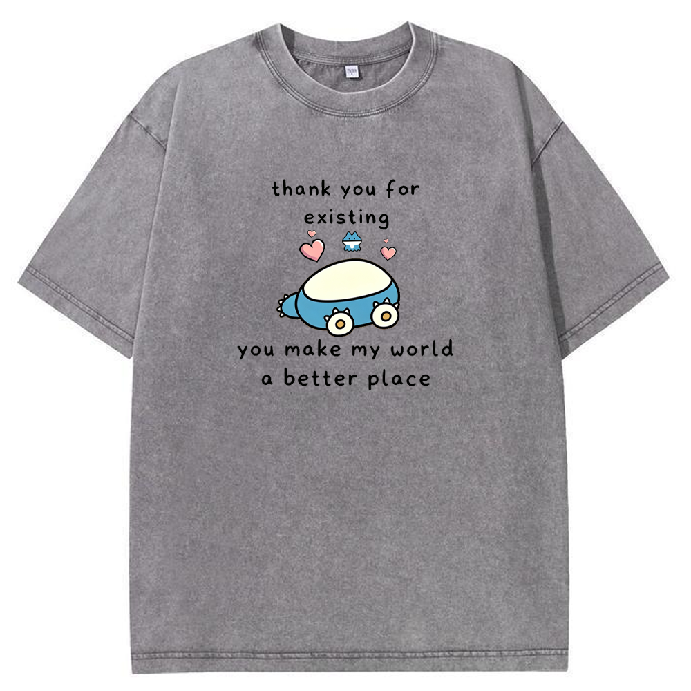 Thank You For Existing Love Quote Vintage Washed T-Shirt | Pokemon Anime