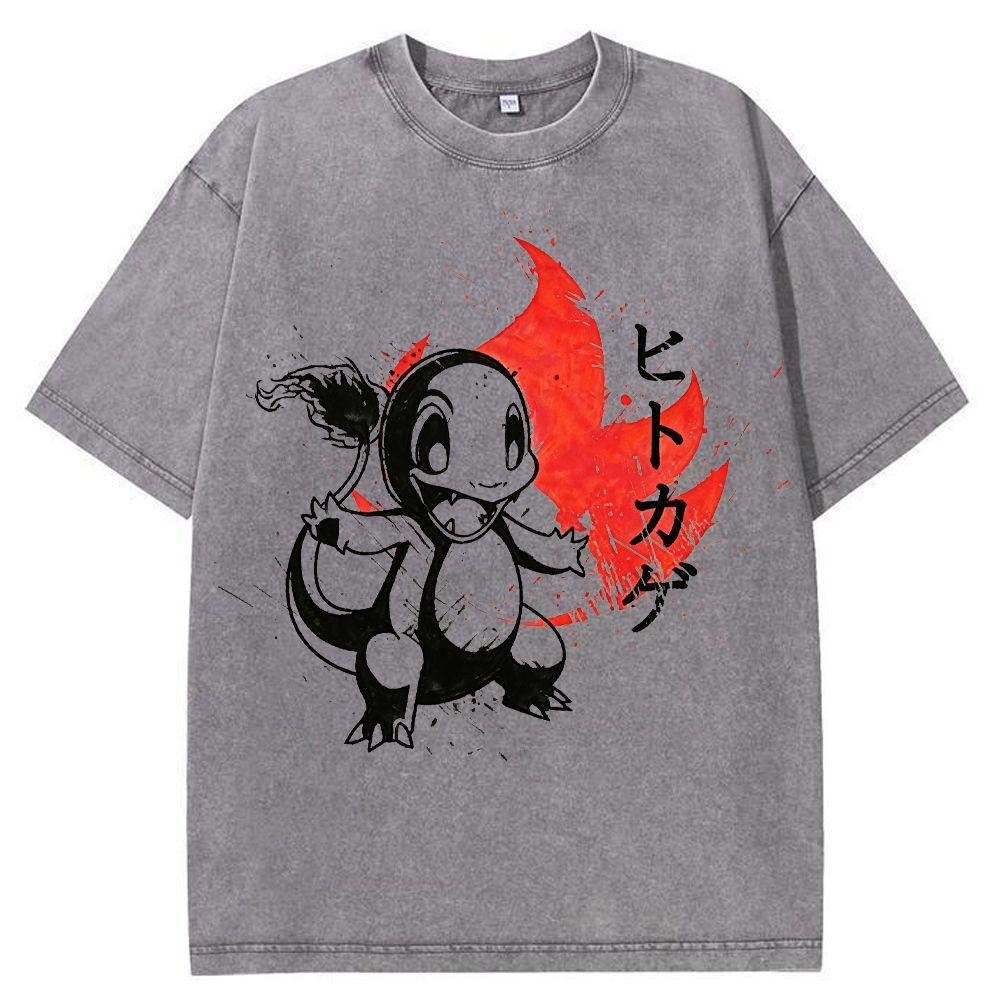 Ink Splash Charmander Retro Brush Tee | Pokemon Anime