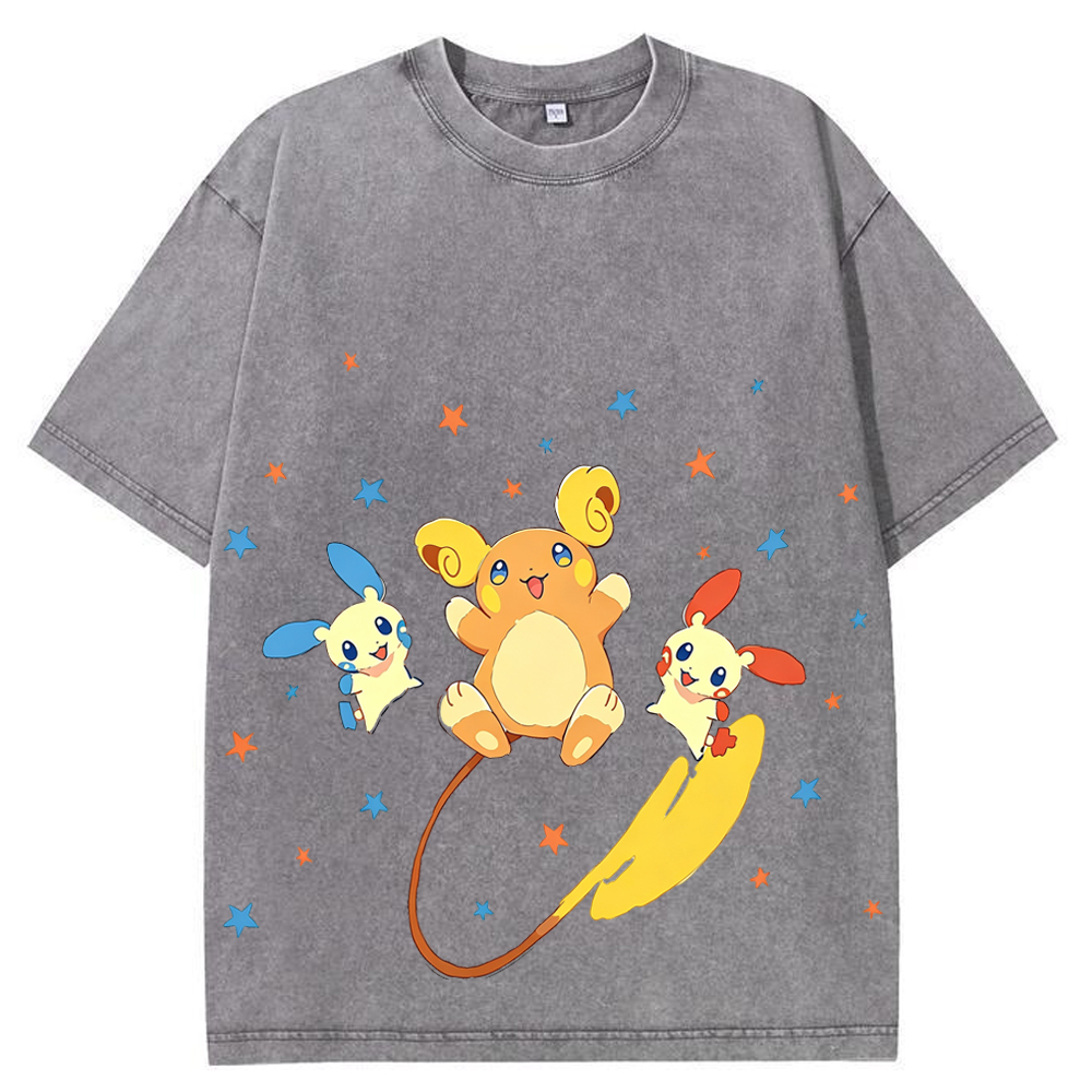 Plusle Minun Raichu Squad Cartoon Tee | Pokemon Anime