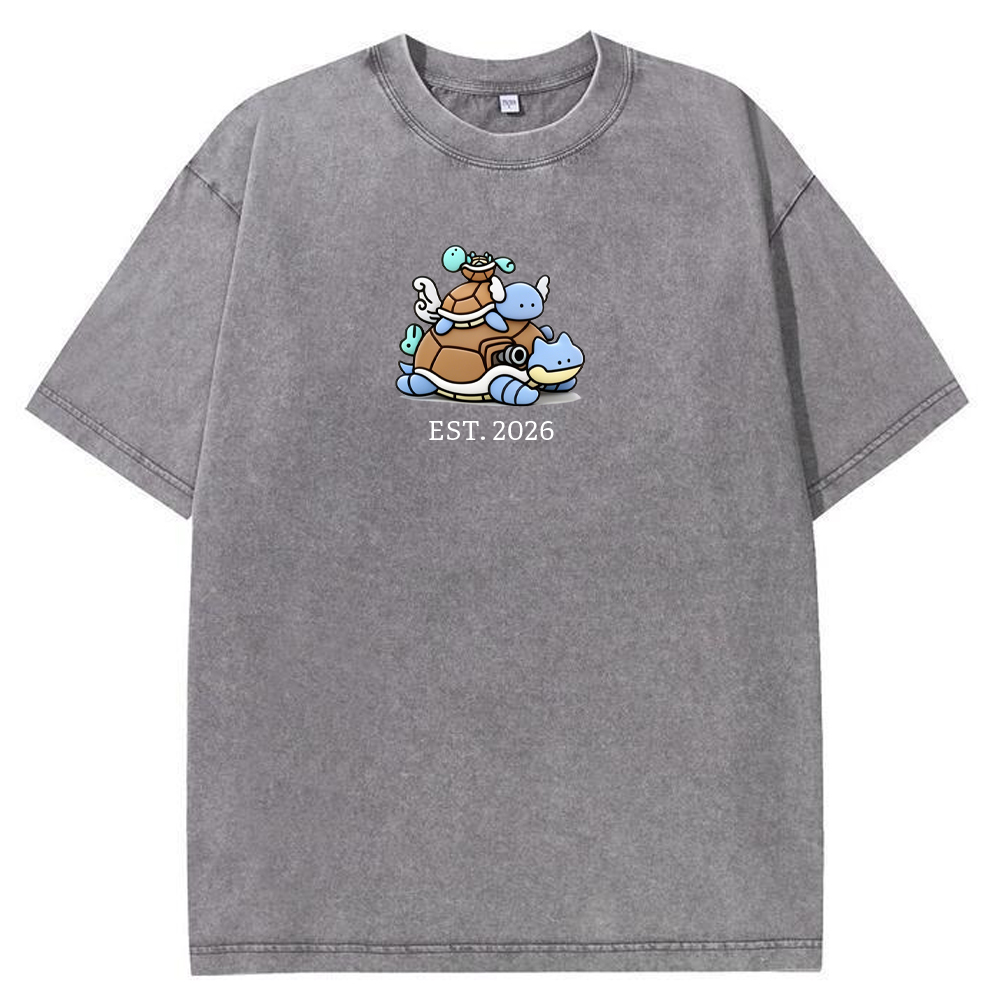 Cute Parent & Kid Squirtle Vintage Washed T-Shirt