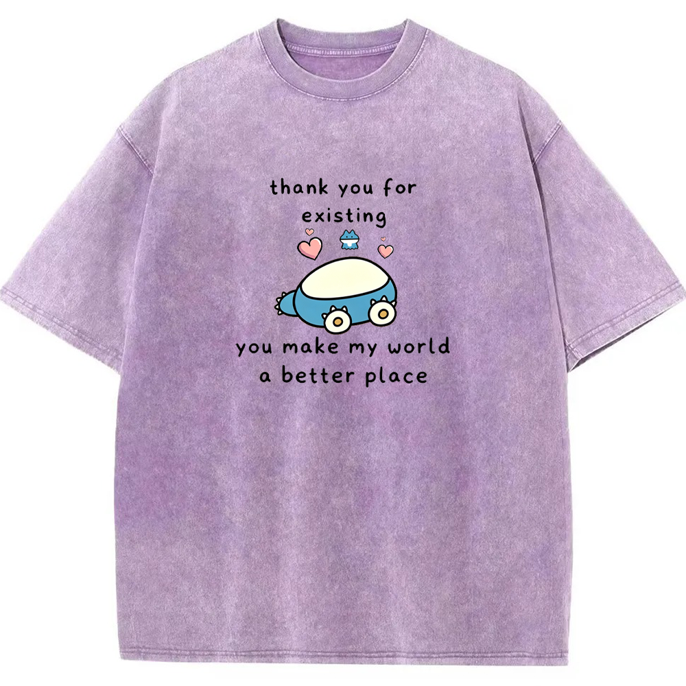 Thank You For Existing Love Quote Vintage Washed T-Shirt | Pokemon Anime