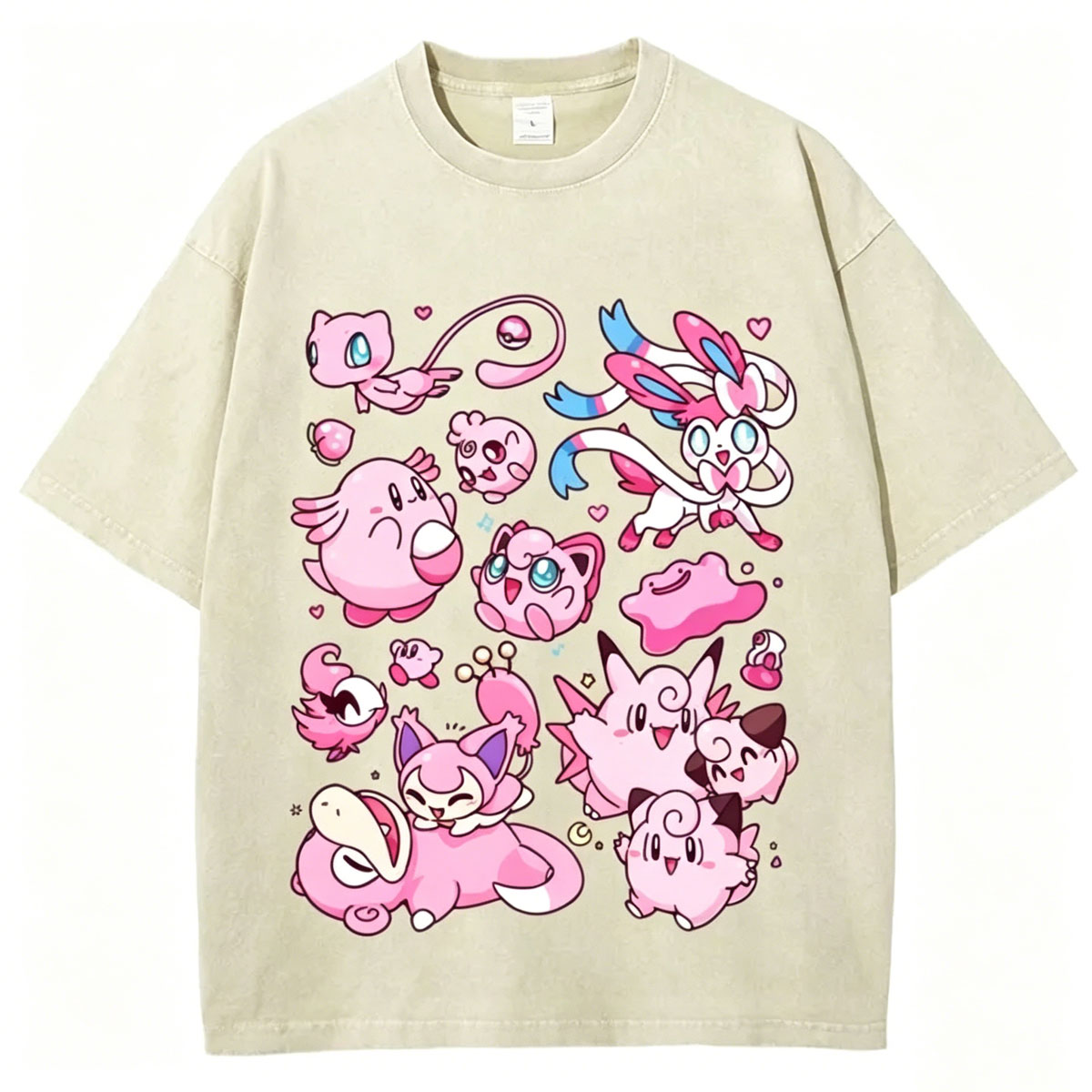 Pink Pokémon Friends Unisex Vintage Washed Tee