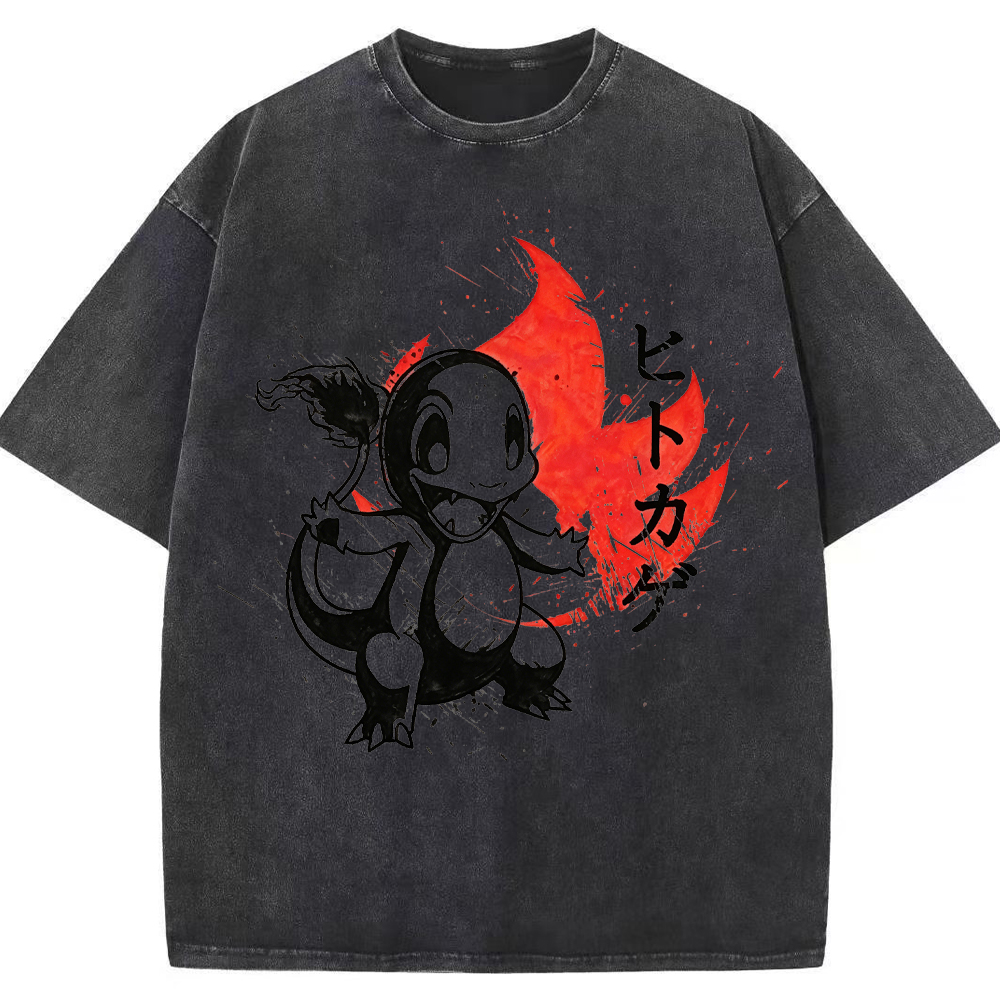 Ink Splash Charmander Retro Brush Tee | Pokemon Anime