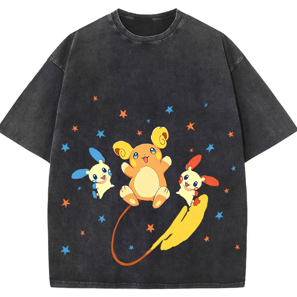 Plusle Minun Raichu Squad Cartoon Tee | Pokemon Anime