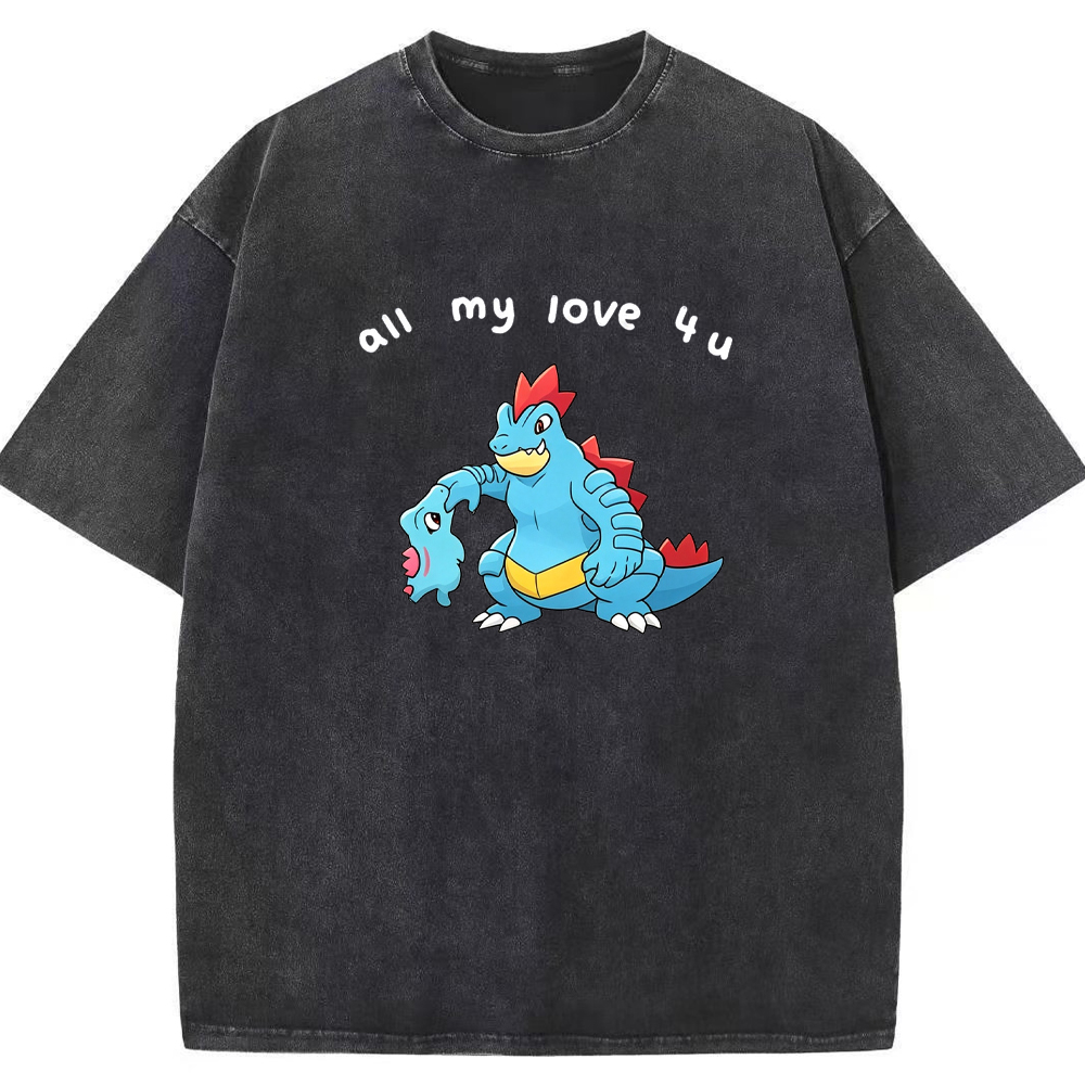 Parent & Kid All My Love 4 u Quote Custom Name EST. Year Vintage Washed T-Shirt | Pokemon Anime