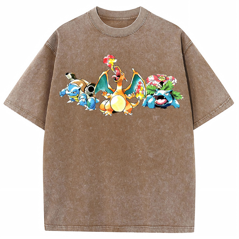 Retro Starter Trio Starter Pokemon Mix Cartoon Tee | Pokemon Anime