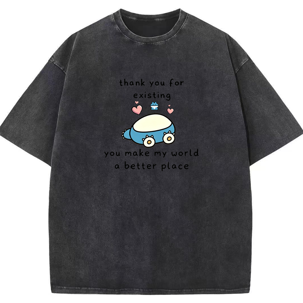 Thank You For Existing Love Quote Vintage Washed T-Shirt | Pokemon Anime