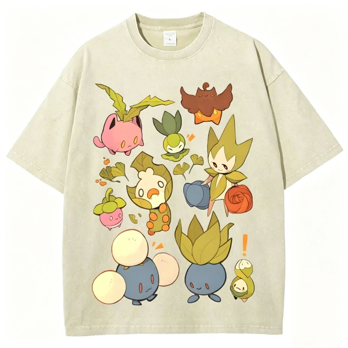 Grass Pokemon Squad Unisex Vintage Washed Tee