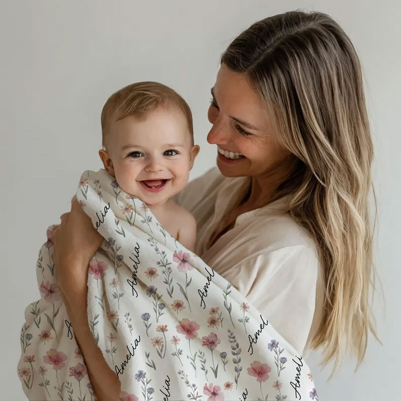 Personalized Wildflower Baby Blanket