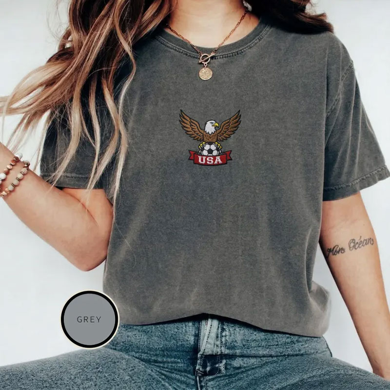 Embroidered Soccer World USA T-Shirt