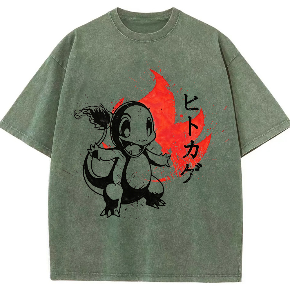 Ink Splash Charmander Retro Brush Tee | Pokemon Anime
