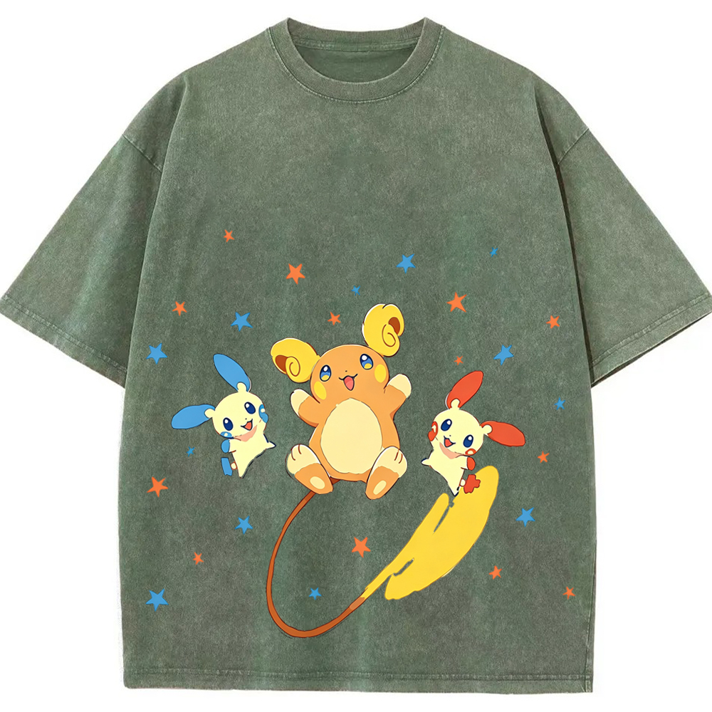 Plusle Minun Raichu Squad Cartoon Tee | Pokemon Anime