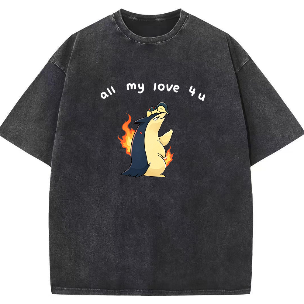 Parent & Kid All My Love 4 u Quote Custom Name EST. Year Vintage Washed T-Shirt | Pokemon Anime