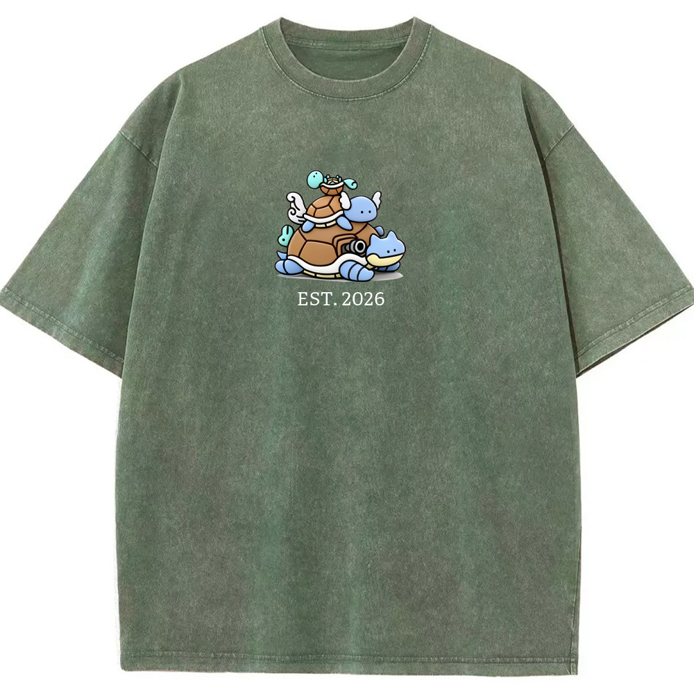Cute Parent & Kid Squirtle Vintage Washed T-Shirt