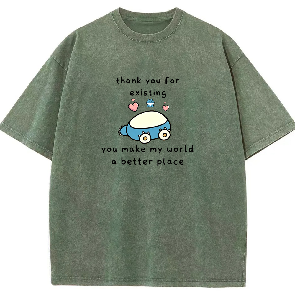 Thank You For Existing Love Quote Vintage Washed T-Shirt | Pokemon Anime